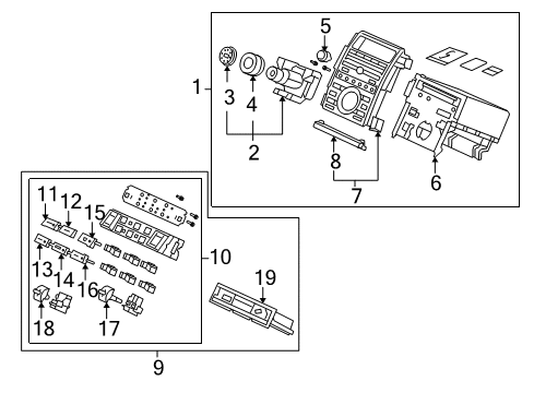 2006 Acura RL Cluster & Switches, Instrument Panel Knob Assembly (Rubber Gray) (Automatic ) Diagram for 79651-SJA-A01ZA