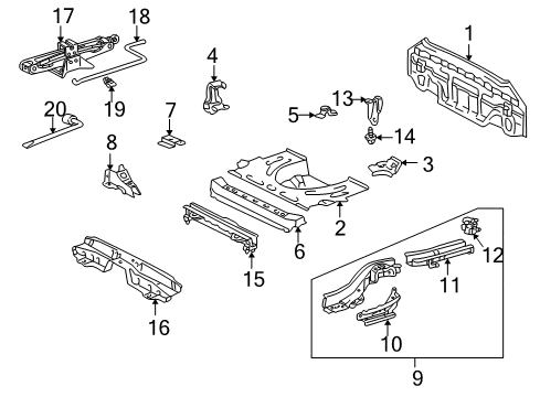 2001 Toyota Celica Rear Body, Rear Floor & Rails Handle Retainer Diagram for 90959-01506