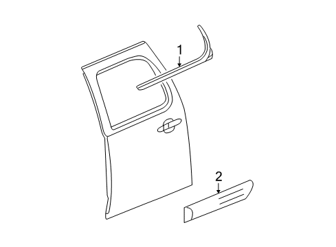 2007 Chevrolet Suburban 1500 Exterior Trim - Rear Door Body Side Molding Diagram for 25991893