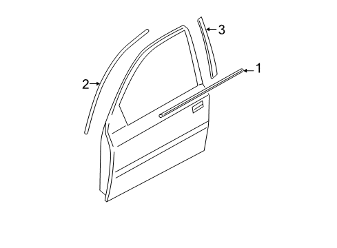 2012 Hyundai Accent Exterior Trim - Front Door Weatherstrip Assembly-Front Door Belt Outside LH Diagram for 82210-1R000