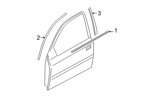 2016 Hyundai Accent Exterior Trim - Front Door Weatherstrip Assembly-Front Door Belt Outside LH Diagram for 82210-1R001