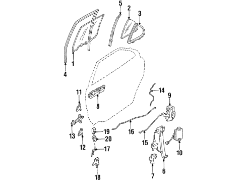 1989 Nissan Maxima Rear Door Glass Run Rubber-Rear Door Window, RH Diagram for 82330-85E10