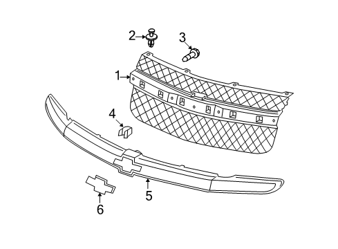 2005 Chevrolet Equinox Grille & Components Grille Diagram for 5481230