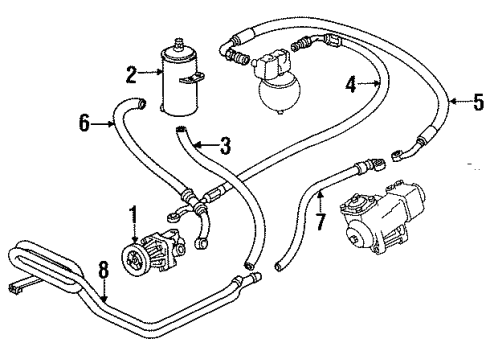 1988 BMW 735i P/S Pump & Hoses, Steering Gear & Linkage Pressure Hose Assembly Diagram for 32411138101