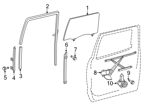 2017 Toyota Tundra Front Door Glass Run Diagram for 68142-0C040