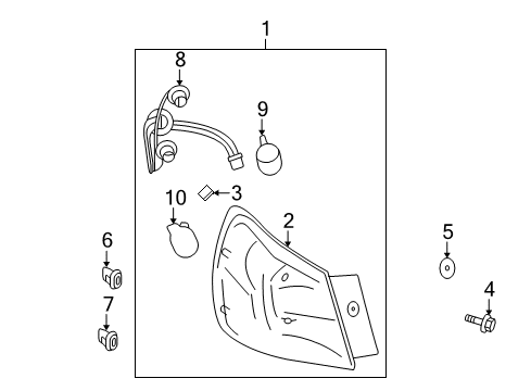 2011 Nissan Rogue Bulbs Lamp Assembly-Rear Combination, LH Diagram for 26555-JM00A