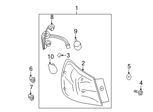 2011 Nissan Rogue Bulbs Lamp Assembly-Rear Combination, RH Diagram for 26550-JM00A