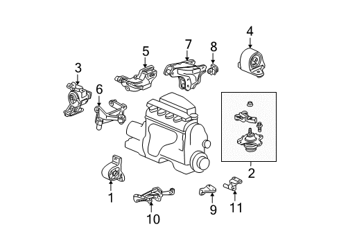 2001 Honda Civic Engine & Trans Mounting Bracket, RR. Engine Mounting Diagram for 50827-S5A-990