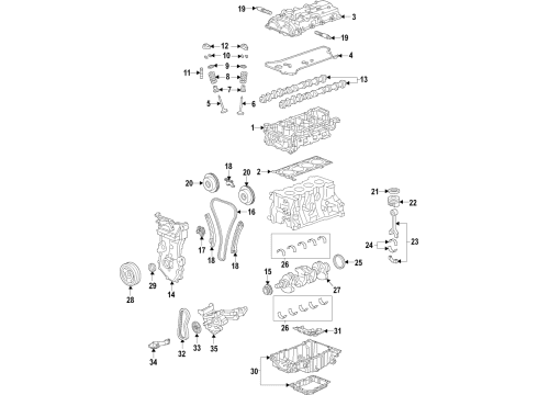 2018 GMC Terrain Engine Parts, Mounts, Cylinder Head & Valves, Camshaft & Timing, Variable Valve Timing, Oil Cooler, Oil Pan, Oil Pump, Balance Shafts, Crankshaft & Bearings, Pistons, Rings & Bearings Transmission Mount Diagram for 85003186