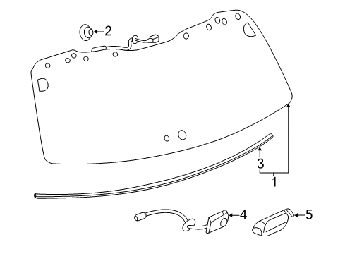 2012 Toyota Highlander Lift Gate - Glass & Hardware Lift Gate Glass Protector Diagram for 68678-0E020