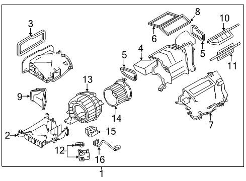 2017 Nissan Leaf Blower Motor & Fan Harness-Sub, Blower Unit Diagram for 27206-3NF1A
