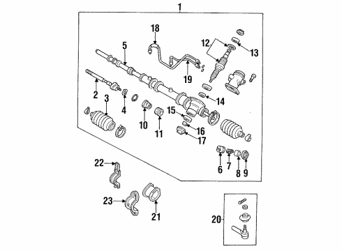 1993 Mitsubishi Mirage Steering Column & Wheel, Steering Gear & Linkage Boot-Steering Gear Diagram for MB501711