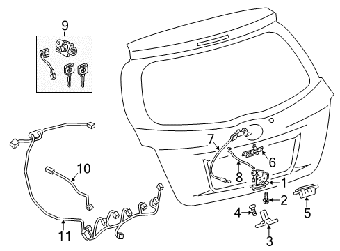 2013 Toyota Yaris Lift Gate - Lock & Hardware Striker Screw Diagram for 90159-80022