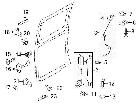 2010 Ford E-150 Back Door - Lock & Hardware Release Cable Diagram for F2UZ-15264A65-B