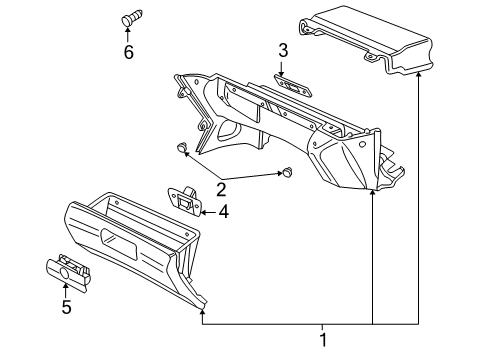 1996 BMW Z3 Glove Box Catch Upper Part Diagram for 51161849472