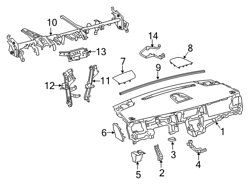 2020 Toyota Sienna Cluster & Switches, Instrument Panel Instrument Panel Cushion Diagram for 55349-0C040