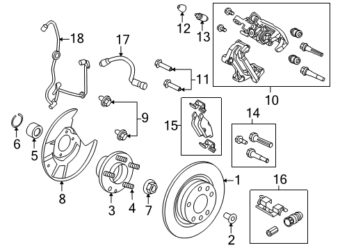 2010 Mercury Milan Rear Brakes Bearing Lock Ring Diagram for -W302280-S300