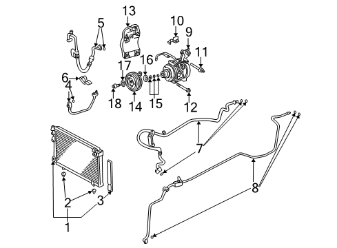 2007 Toyota Highlander A/C Condenser, Compressor & Lines Compressor Assy, W/Motor Diagram for 88370-48021