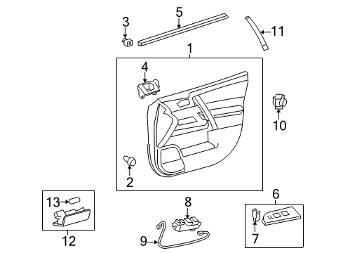 2010 Toyota Highlander Rear Door Door Trim Panel Diagram for 67620-0E070-B0