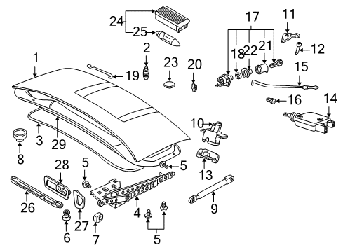 1999 BMW Z3 Trunk Left Trunk Lid Hinge Diagram for 41628413371