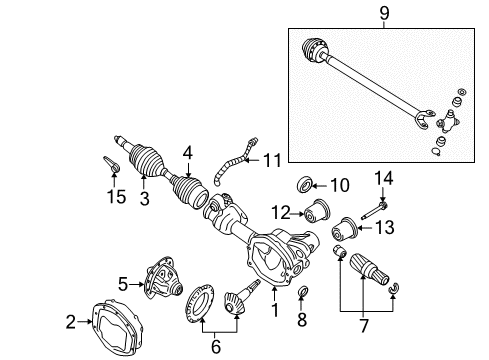 2004 Ford Explorer Carrier & Front Axles Differential Assembly Diagram for 1L2Z-3204-AA