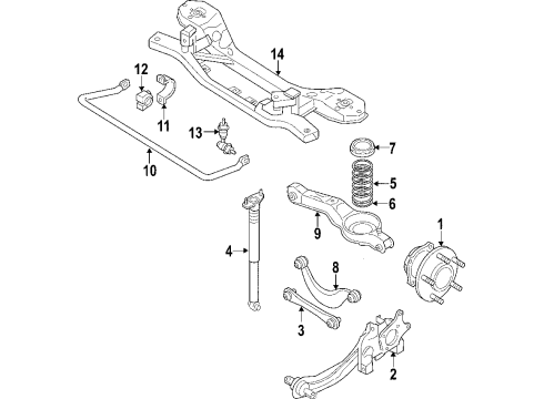 2008 Ford Edge Rear Suspension Components, Lower Control Arm, Upper Control Arm, Stabilizer Bar Bushings Diagram for 7T4Z-5493-AA