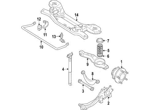 2009 Ford Edge Rear Suspension Components, Lower Control Arm, Upper Control Arm, Stabilizer Bar Bushings Diagram for 9T4Z-5493-A