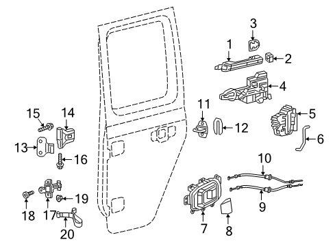 2019 Jeep Wrangler Rear Door Rear Door Latch Left Diagram for 68282961AA