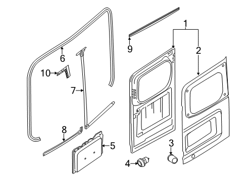2015 Nissan NV3500 Back Door - Door & Components Screen-Back Door Window Diagram for 90860-1PA1A
