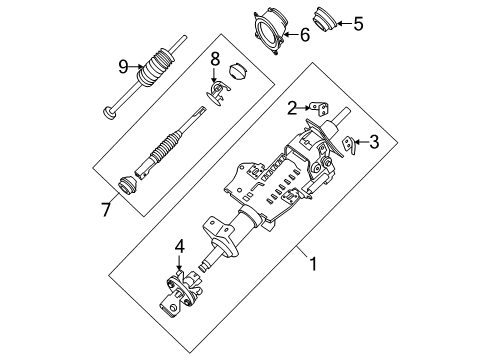 2006 Nissan Frontier Steering Column & Wheel, Steering Gear & Linkage Shaft Assy-Steering Column, Lower Diagram for 48822-EA000