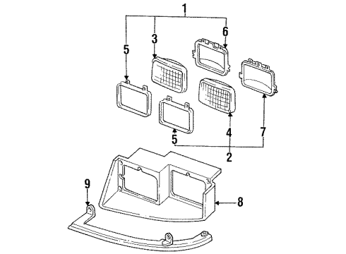 1988 Pontiac Grand Am Headlamps Housing, Headlamp (W/Lens) Diagram for 16505423