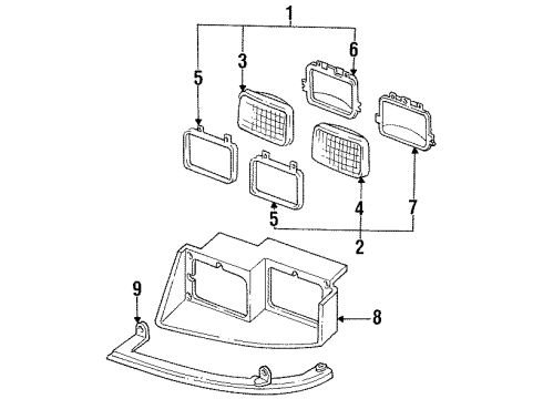 1986 Pontiac Grand Am Headlamps Capsule/Headlamp/Fog Lamp Diagram for 5974146