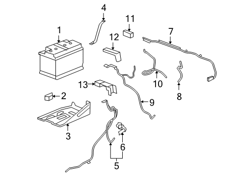 2010 GMC Sierra 1500 Hybrid Components, Battery, Cooling System Positive Cable Diagram for 22790285