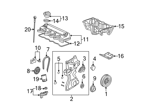 2006 Honda Civic Filters O-Ring Set, Oil Pump Diagram for 15101-RNA-A00