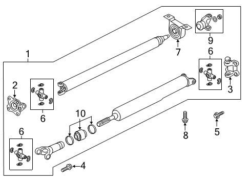 2022 Ford Ranger Drive Shaft - Rear Yoke Diagram for KB3Z-4784-A