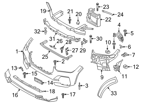 2020 BMW X5 Front Bumper Hex Head Screw Diagram for 51119907488