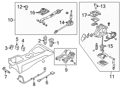 2010 Hyundai Genesis Coupe Gear Shift Control - AT Knob-GEARSHIFT Lever Diagram for 43711-2M100-9P