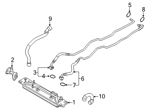 2017 BMW X5 Trans Oil Cooler Oil Cooling Pipe Outlet Diagram for 17227619208