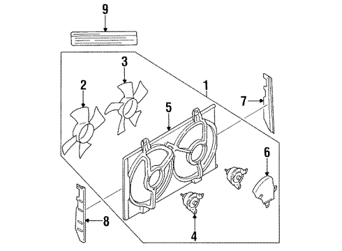 1995 Nissan Maxima Cooling System, Radiator, Water Pump, Cooling Fan Motor & Fan Assy-With Shroud Diagram for B1481-2L700