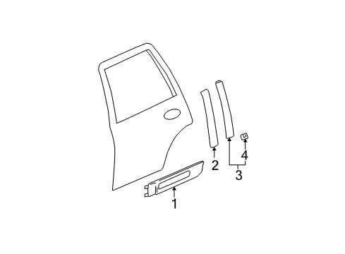 2005 GMC Envoy XL Exterior Trim - Rear Door Molding Asm, Rear Side Door Upper (RH) *Primed Diagram for 89046026