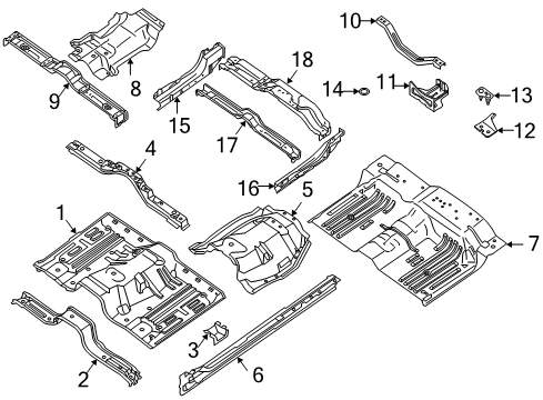 2011 Nissan Titan Cab - Floor Floor-Rear, Front Diagram for 74512-ZH030