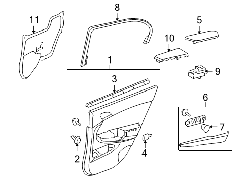 2015 Honda Crosstour Rear Door Base, L. RR. Switch Panel *NH167L* (GRAPHITE BLACK) Diagram for 83791-TA0-A01ZA