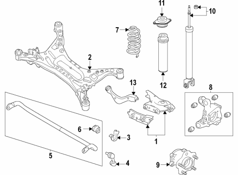 2020 Nissan Sentra Rear Suspension, Lower Control Arm, Stabilizer Bar, Suspension Components Rod-Connecting, Rear Stabilizer Diagram for 54668-6LB1A