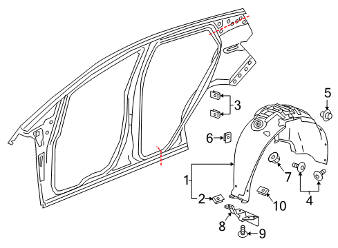 2017 Chevrolet Bolt EV Quarter Panel & Components Wheelhouse Liner Diagram for 95429678