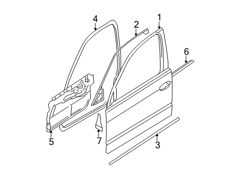 2002 BMW 540i Front Door Front Right Sealing Betw.Door/Entrance Diagram for 51218202676