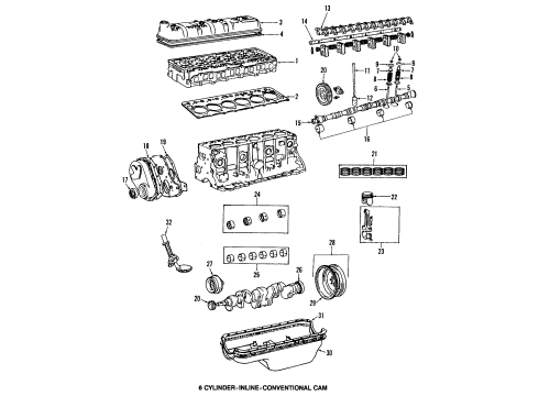 1991 Toyota Land Cruiser Engine Parts, Mounts, Cylinder Head & Valves, Camshaft & Timing, Oil Pan, Oil Pump, Crankshaft & Bearings, Pistons, Rings & Bearings Gasket Kit, Engine Overhaul Diagram for 04111-61091