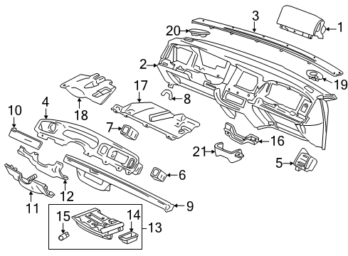 2010 Ford Crown Victoria Instrument Panel Instrument Panel Diagram for 6W7Z-5404320-BA