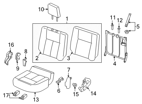 2018 Nissan Titan Rear Seat Components Cushion Assy-Rear Seat, LH Diagram for 88350-EZ33A