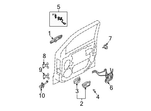 2007 Kia Sorento Front Door Front Door Outside Handle Assembly, Right Diagram for 826603E040