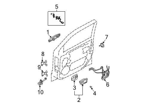 2004 Kia Sorento Front Door Front Door Outside Handle Assembly, Left Diagram for 826503E021XX